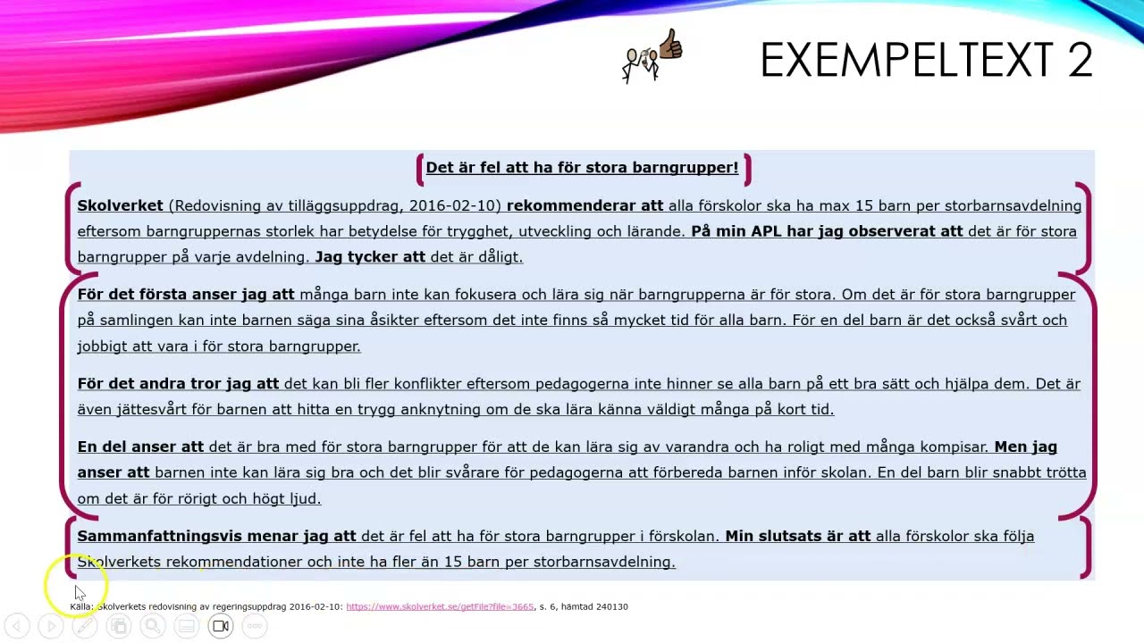 ARGUMENTERANDE TEXT   exempeltext 2 av 3, SVA barnskötare
