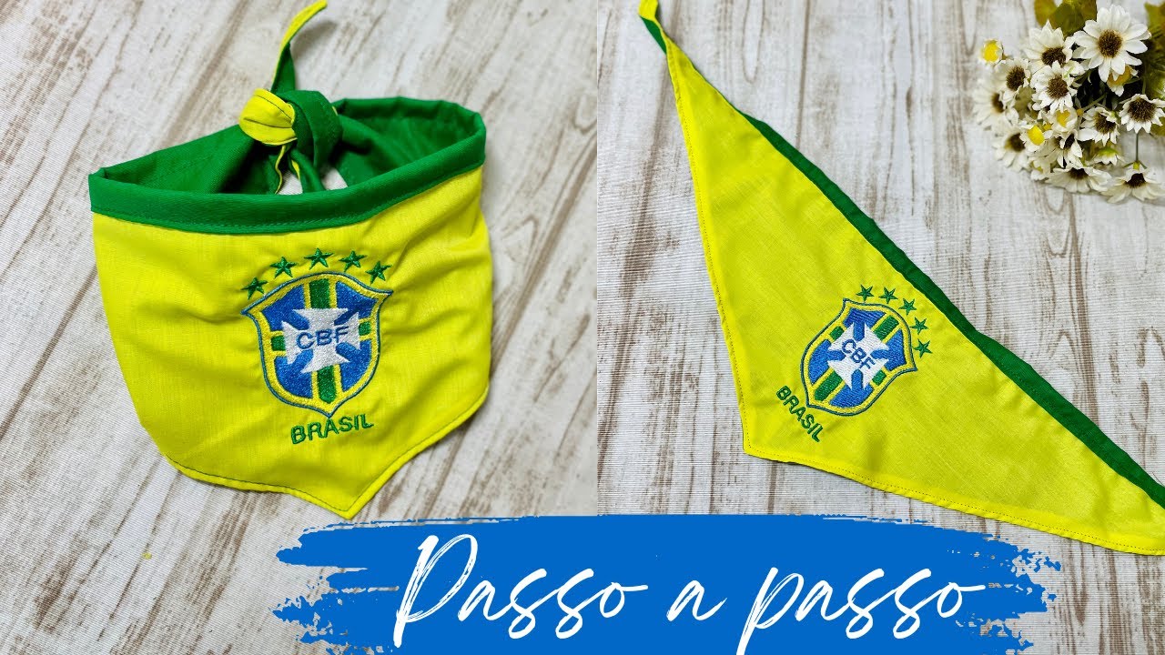 Como Fazer Bandana para Cachorro/Gato Brasil Tam. M