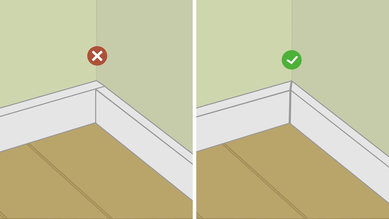Poser des plinthes en bois dans un angle droit entrant à 90 degrés sans boite à onglets - Tuto brico