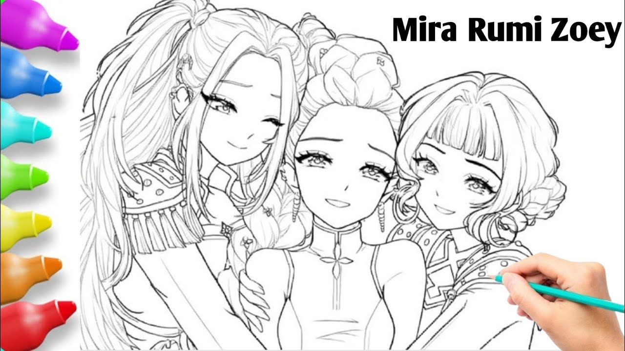 Most SATISFYING Coloring Video Ever! 🎨💎 Rumi Mira Zoey Fanart