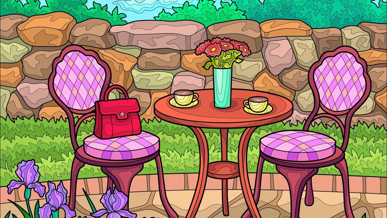 Hey Color app Coffee in Backyard #paintbynumbes #colorwithme #relaxing #coloring #video #book