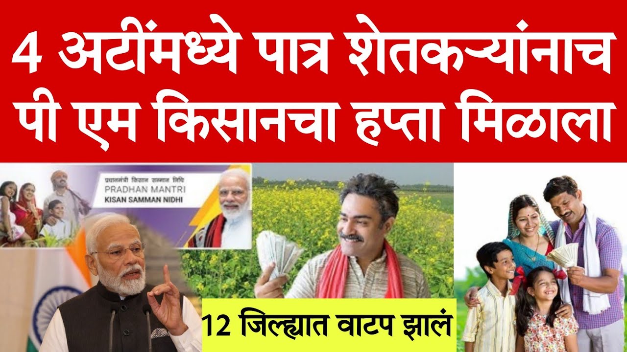 🤑4 अटींमध्ये पात्र शेतकऱ्यांना पी एम किसानचा हफ्ता मिळाला 💸 update today's | pik vima update 30Jan