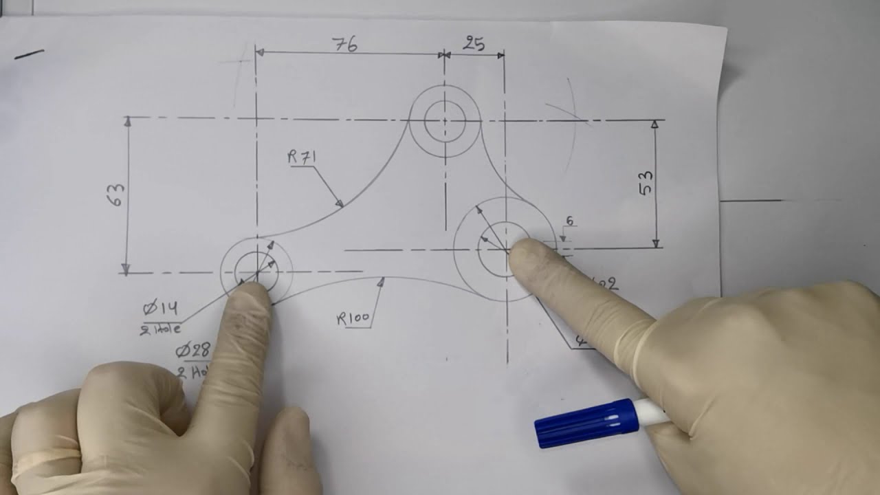 رسم شكل هندسي باستخدام العمليات الهندسي رسم قوس مماس لقوسين ١