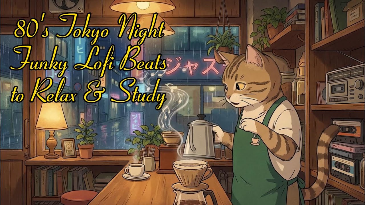 80's Tokyo Night🌃 Funky Lofi Beats☕ Retro City Pop & Lofi Jazz to Relax/Study/Wory, Lazy cafe break