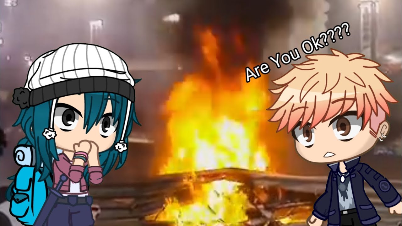 Jake And Hailey Reacts to Romain Grosjean's Crash in Bahrain F1 | Gacha Club Edition