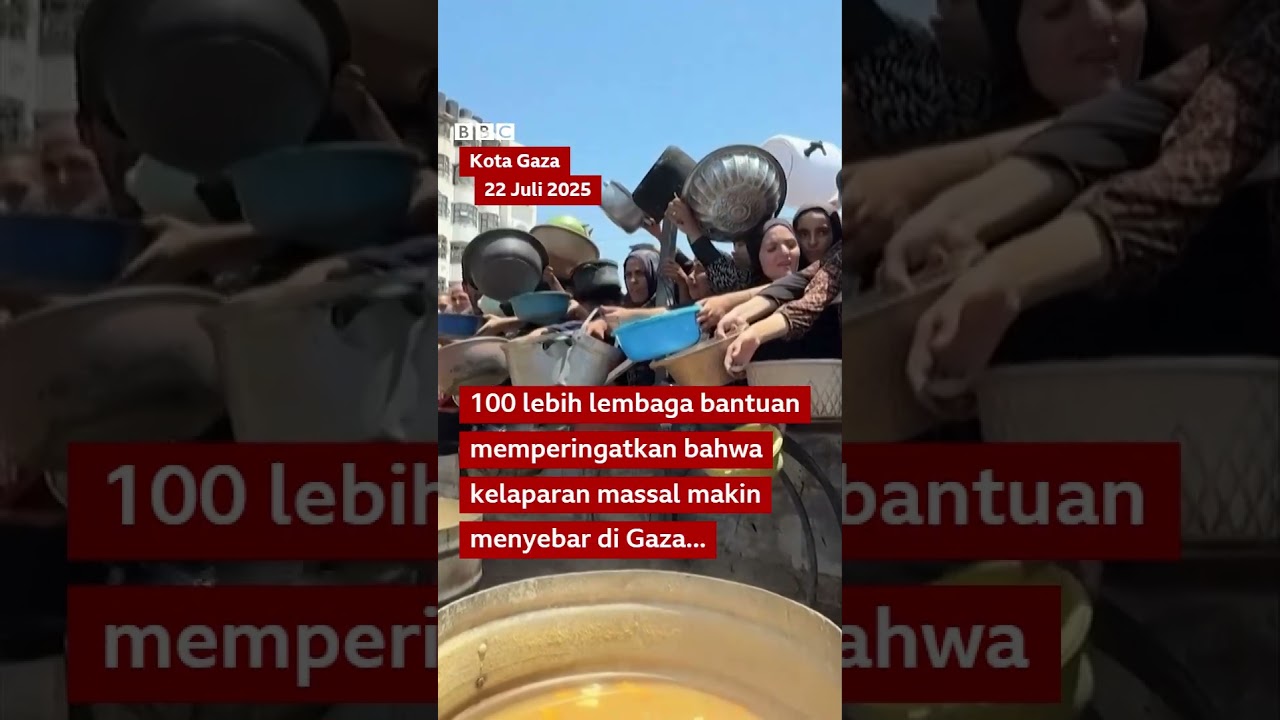 Kegembiraan warga Gaza setelah berhasil mendapatkan bahan makanan di tengah bencana kelaparan