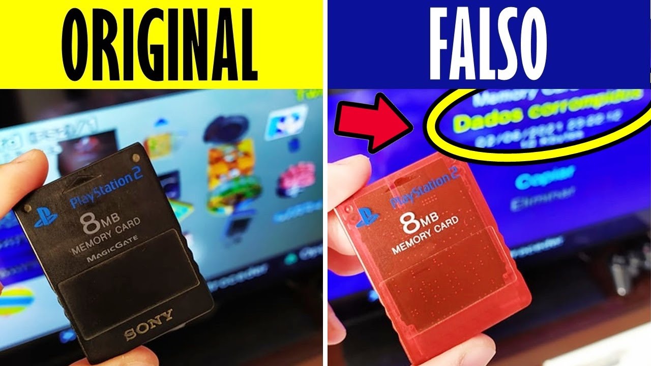 AS DIFERENÇAS DOS MEMORY CARDS DO PS2 (original /  não original)
