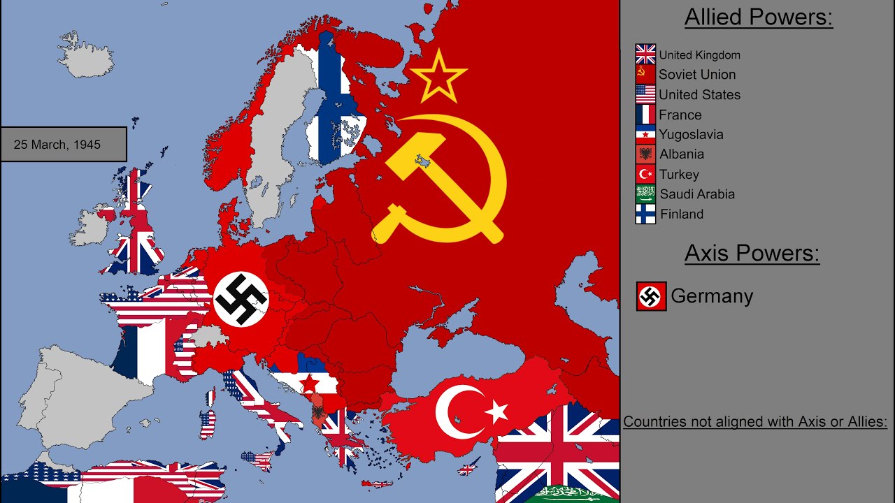 World War II in Europe with Flags: Every Day (Outdated)