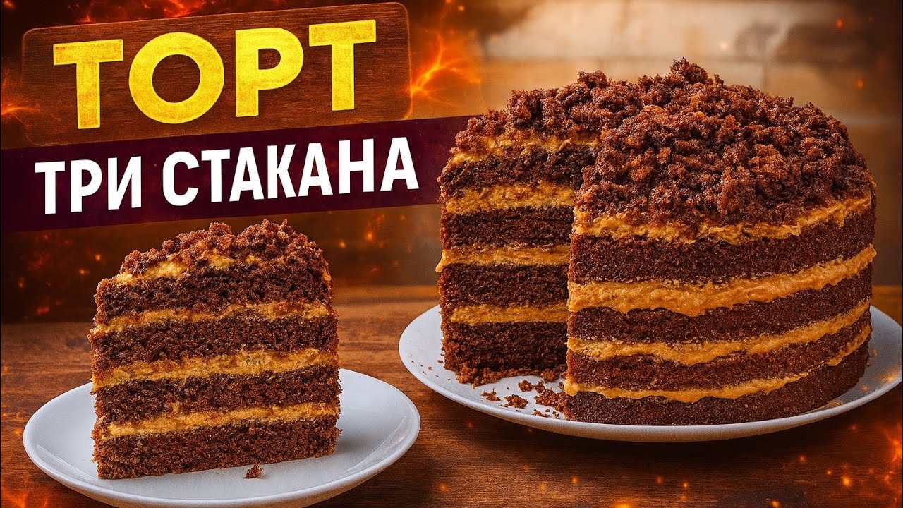 ТОРТ «ТРИ СТАКАНА» С ОРЕХАМИ 🤎 ВЫСОКИЙ И НЕЖНЫЙ | ПРОСТОЙ ДОМАШНИЙ РЕЦЕПТ