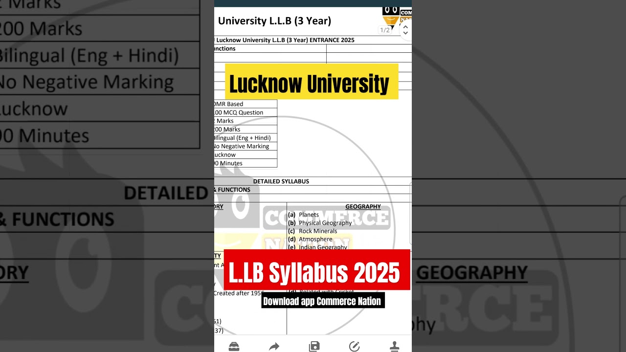L.LB Syllabus University of Lucknow Entrance exam 2025 #lucknowuniversity #lucknow