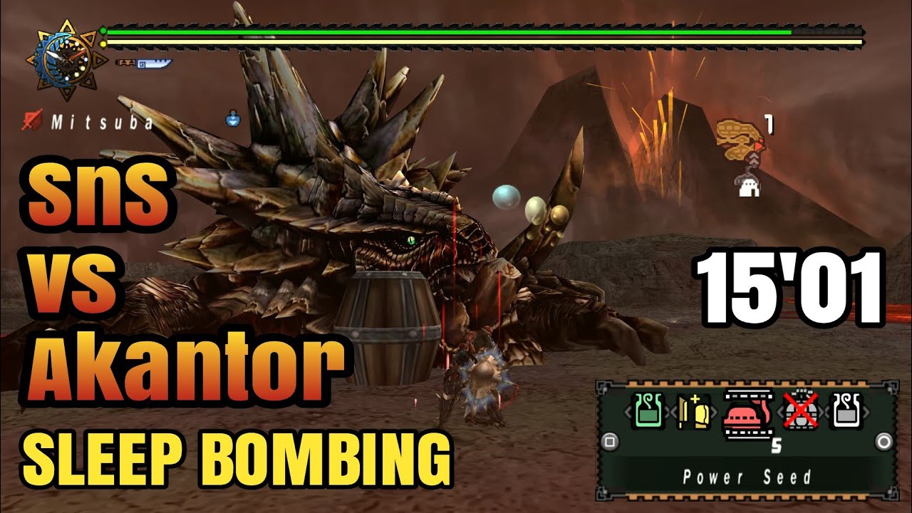 MHFU Akantor vs SnS [SLEEP BOMBING] 15'01 #モンハン