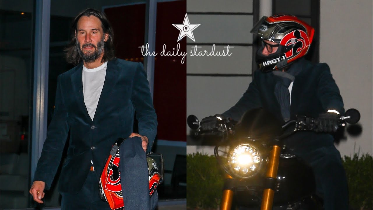Keanu Reeves Jumps On His Expensive & Personalized Motorcycle While Out In Beverly Hills