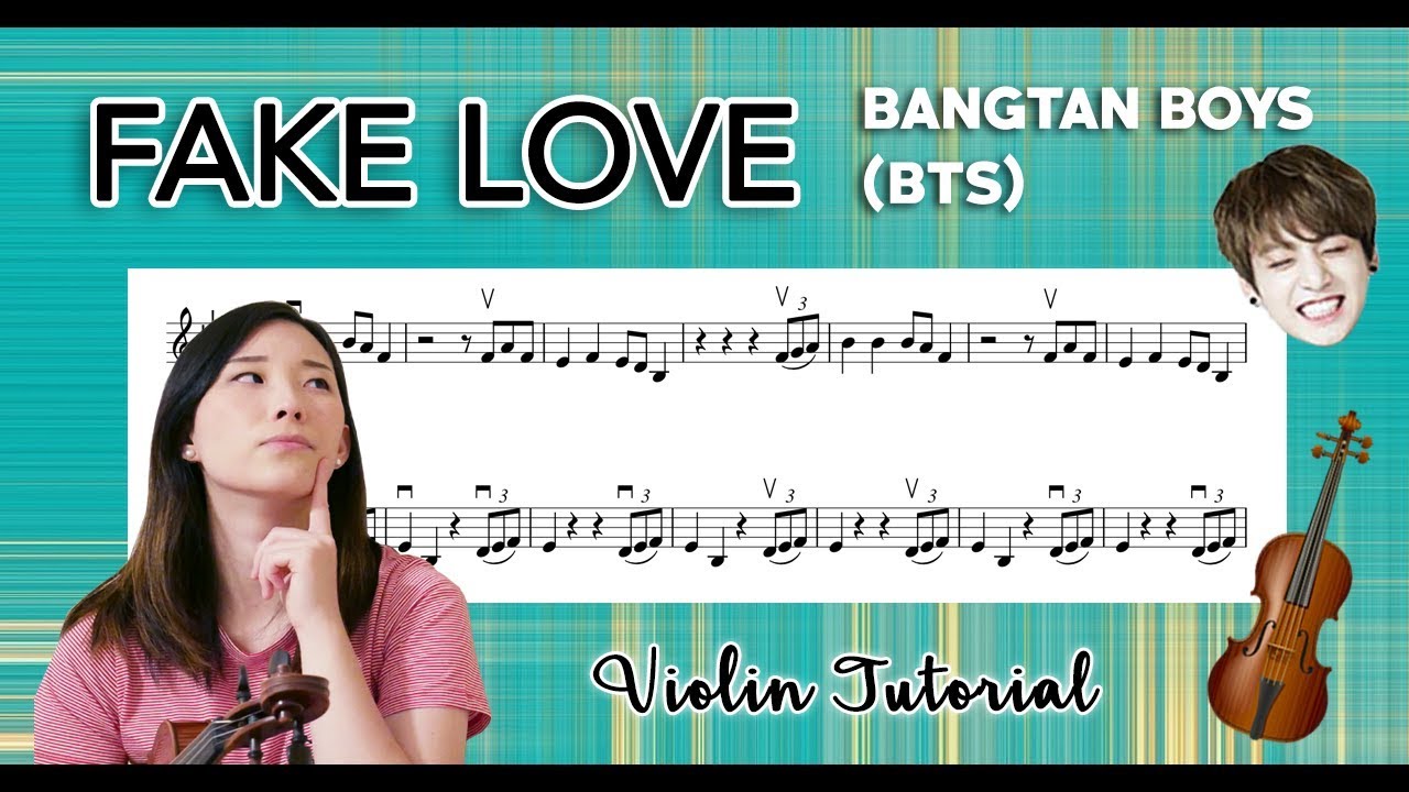 "Fake Love" - BTS (방탄소년단) EASY VIOLIN TUTORIAL (w/Sheet Music)