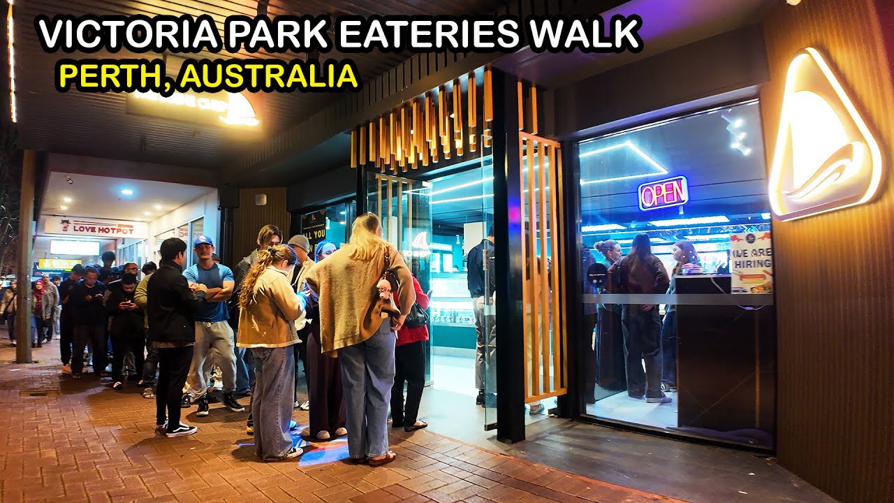 PERTH EATERIES WALK: Busy Victoria Park Strip, Walking North Towards City (Perth, Australia 4K)