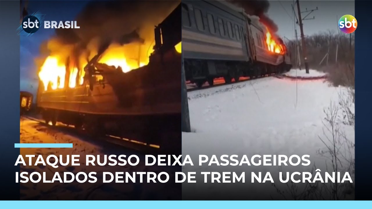 Ataque russo a trem deixa mais de 200 passageiros isolados na neve na Ucrânia | #SBTBrasil