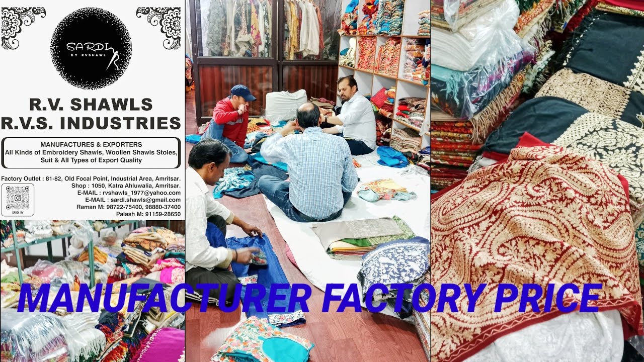 R.V. SHAWLS ALL KINDS OF EMBROIDERY SHAWLS STOLES SUITS MANUFACTURER FACTORY PRICE IN AMRITSAR#viral