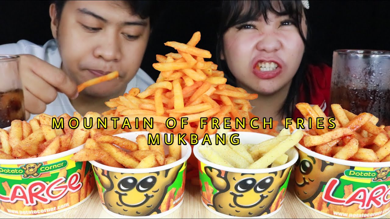 MOUNTAIN OF FRENCH FRIES MUKBANG | POTATO CORNER SOUR CREAM, CHILI BBQ, CHEESE | MUKBANG PHILIPPINES