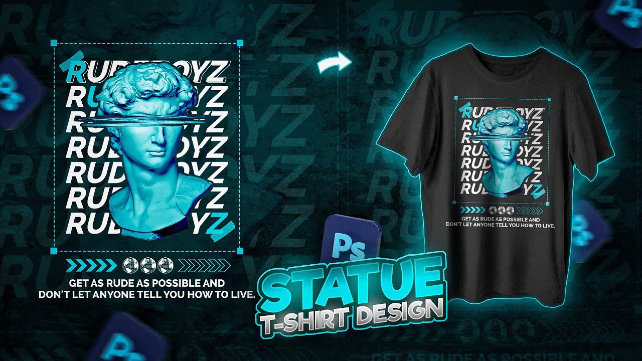 How to Design A Streetwear Statue in Photoshop 2023 || Sculpture T-Shirt Design