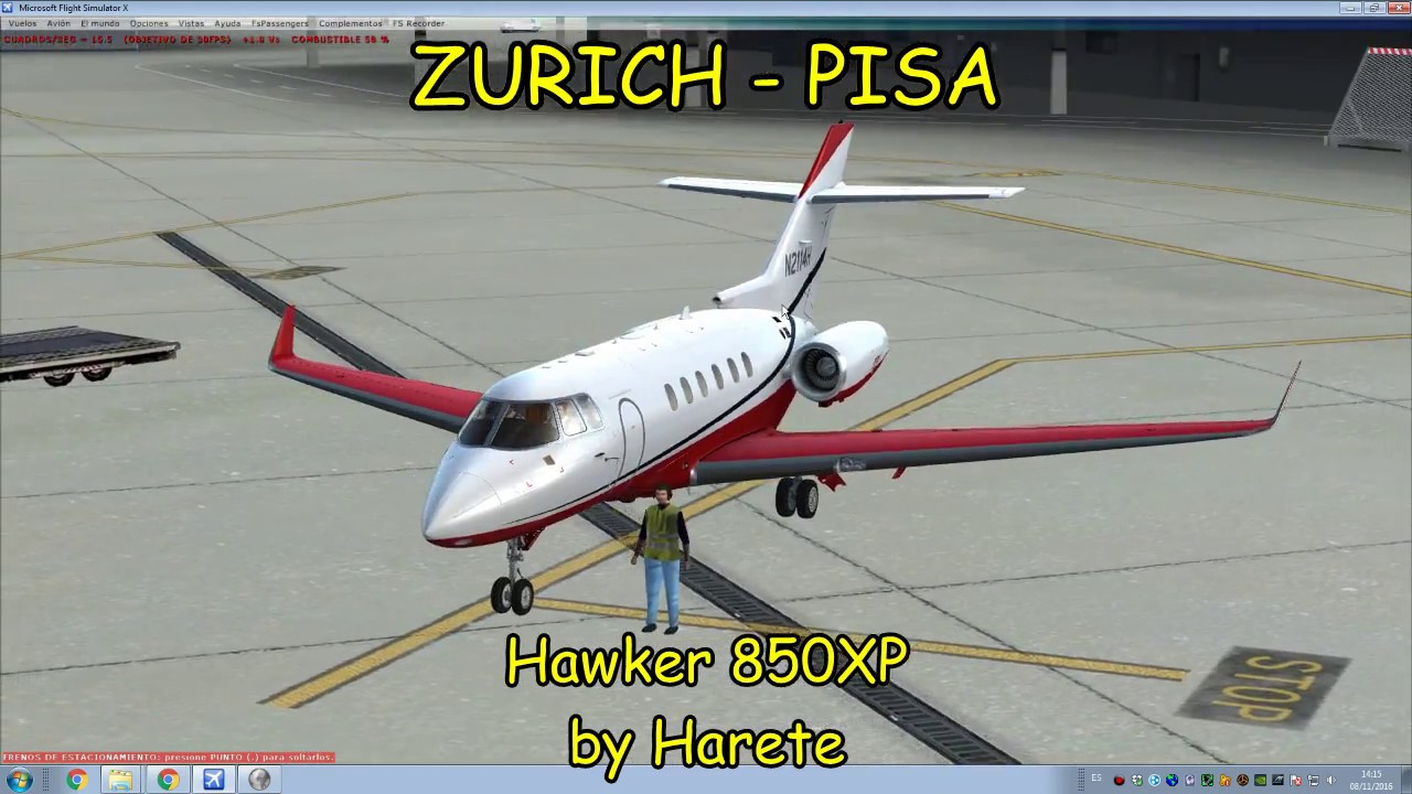 [FSX,P3D], Vuelo Zurich - Pisa | Hawker 850XP Carenado