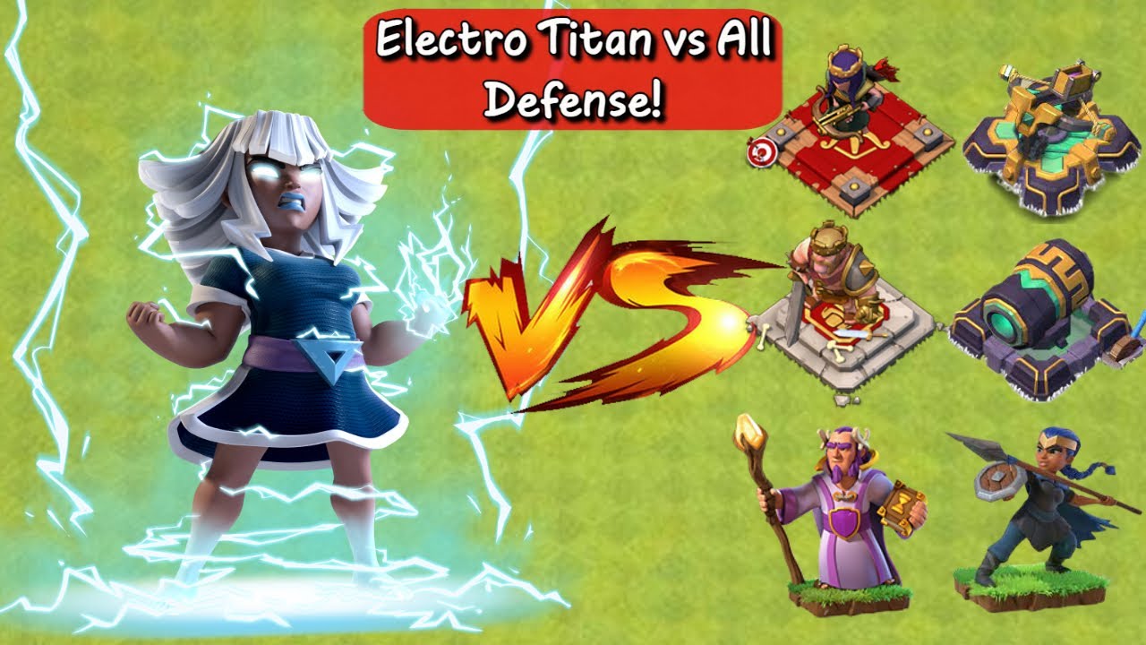 Electro Titan Vs Every Defense and Heroes! - Clash Of Clans