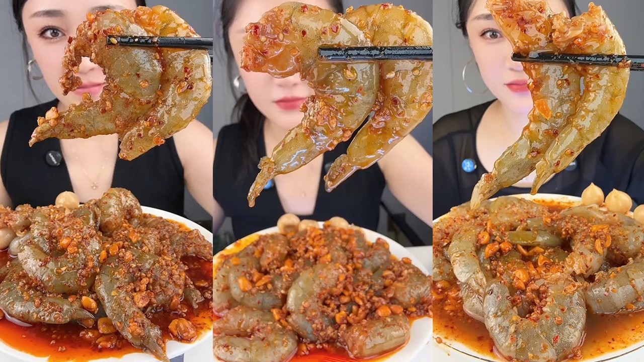 【Yummy】Spicy Shrimp🦐🧄🍋🌶#mukbang#asmr#Seafood