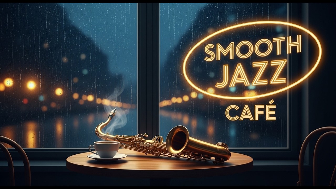 Smooth Rainy Night Jazz Café ☕ Relaxing Saxophone Music with Cozy Coffee Shop Ambience