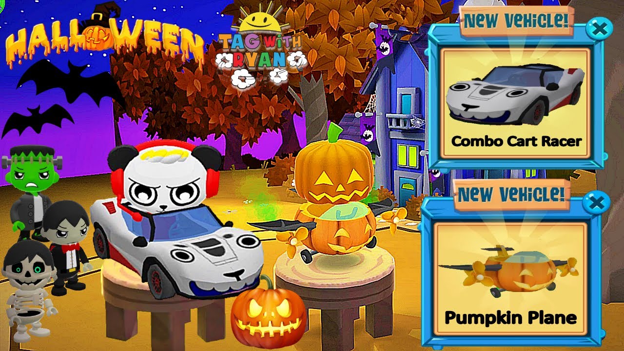 Tag with Ryan Halloween Update Pumpkin Plane vs Combo Cart Racer New Vehicles All Characters Spooky