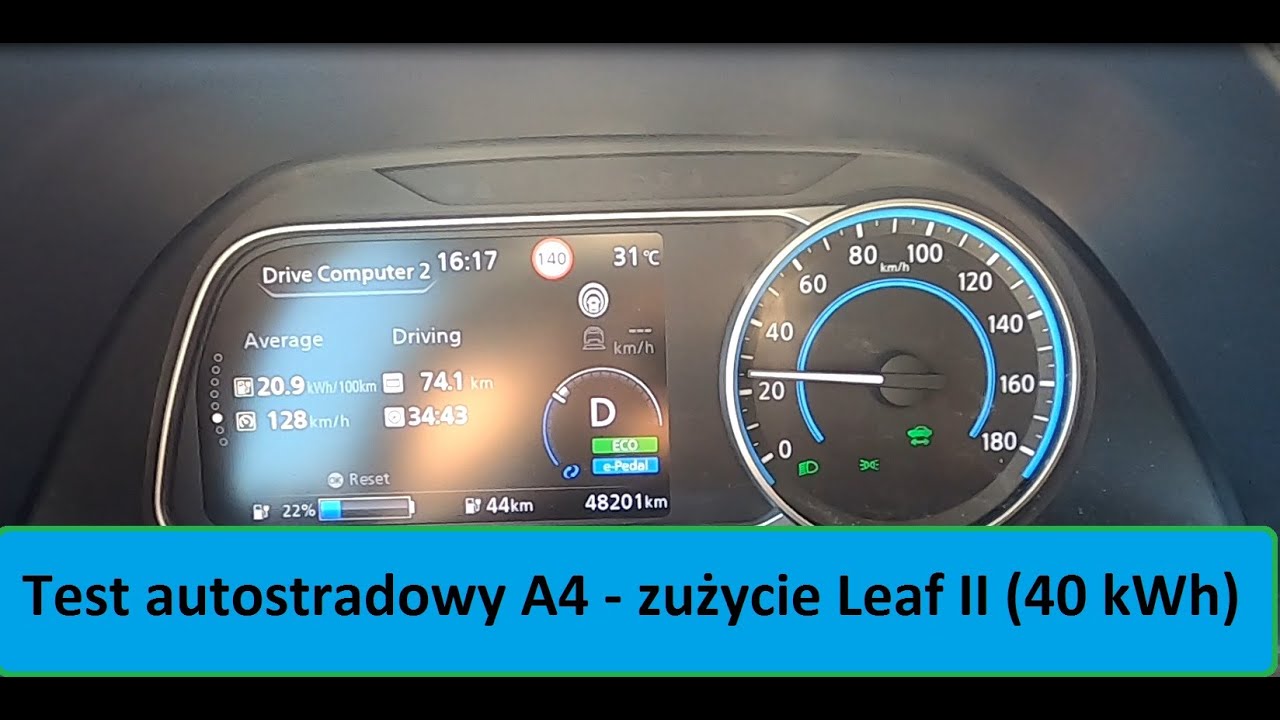 Test zużycia energii | Nissan Leaf 40 kWh | Prędkość autostradowa: Tarnów - Kraków | #071