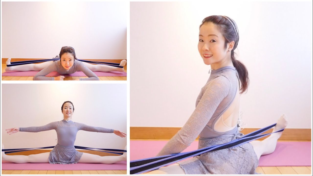バレエ開脚 ゴムバンドのストレッチ ballet stretch band splits
