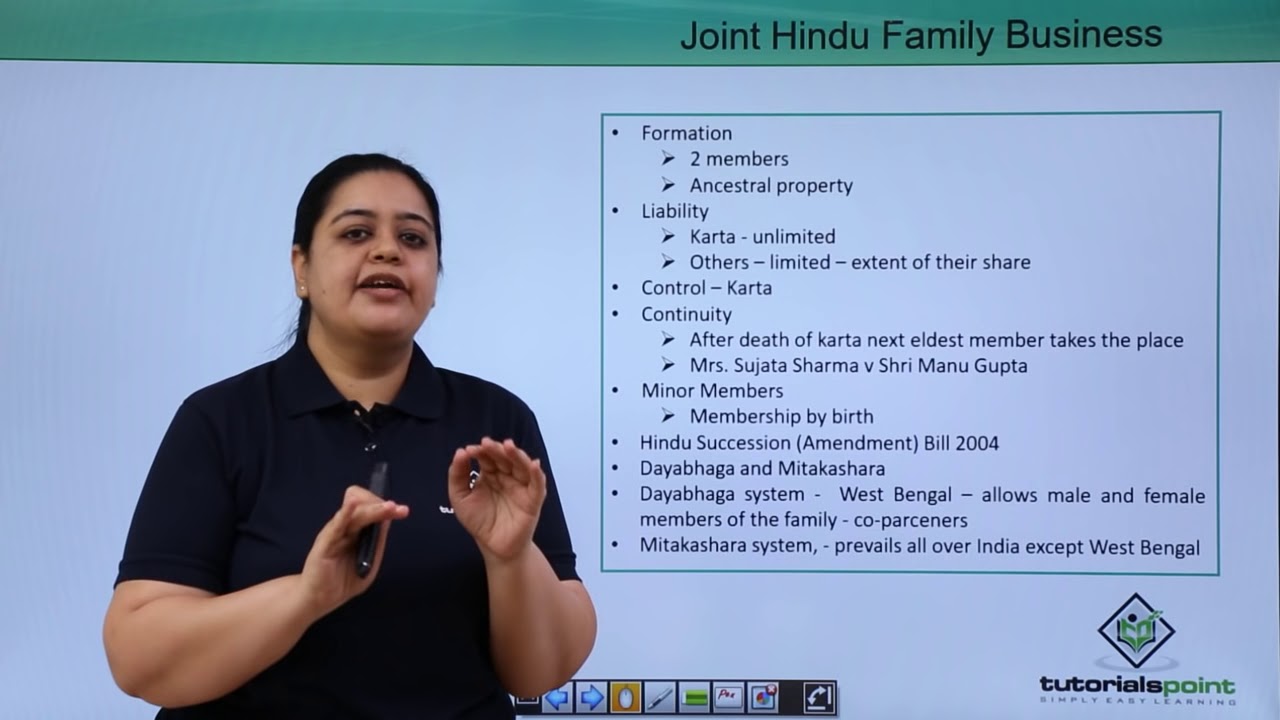 Class 11th – Joint Hindu Family Business | Business studies | Tutorials Point