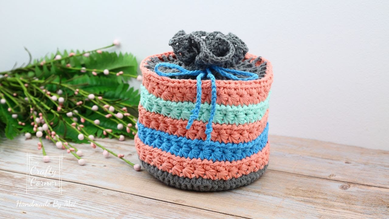 Crochet Drawstring Bag // Star Stitch Bag