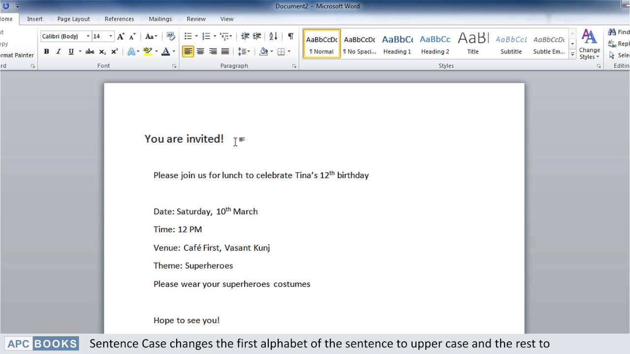 Microsoft Word 2010- How to change case?