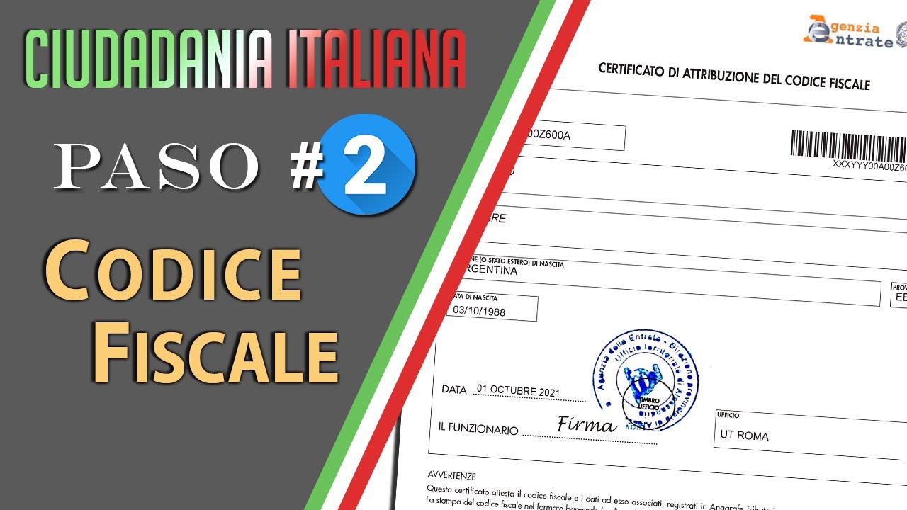 📄 PASO #2 - CODICE FISCALE para trámites de Ciudadanía Italiana en Italia 🇮🇹