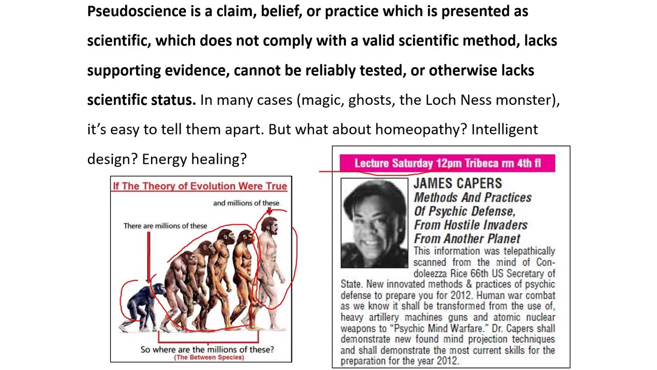 Part 1 Video material for lecture 1: Science vs. pseudoscience.