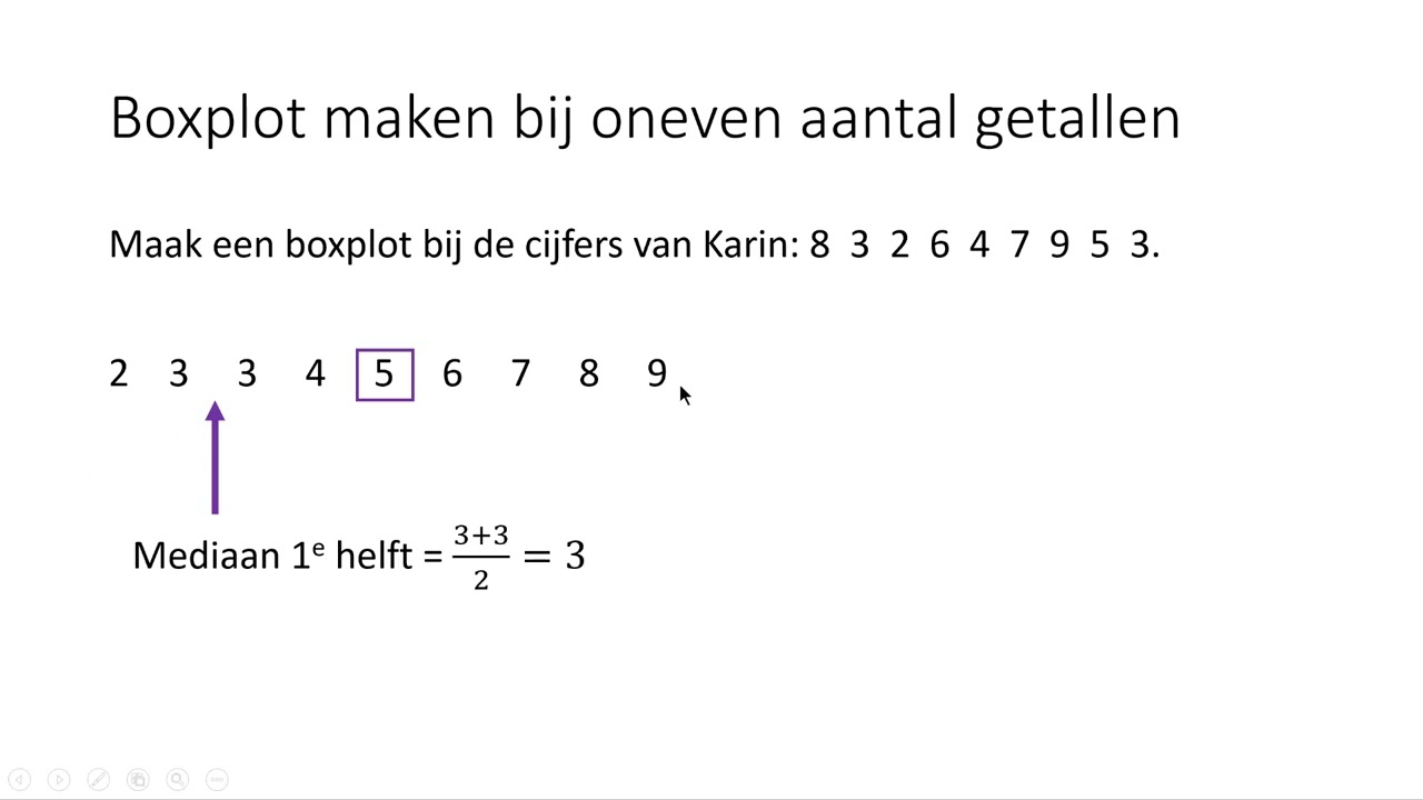 Boxplot maken bij oneven aantal getallen (4 VMBO-KGT)