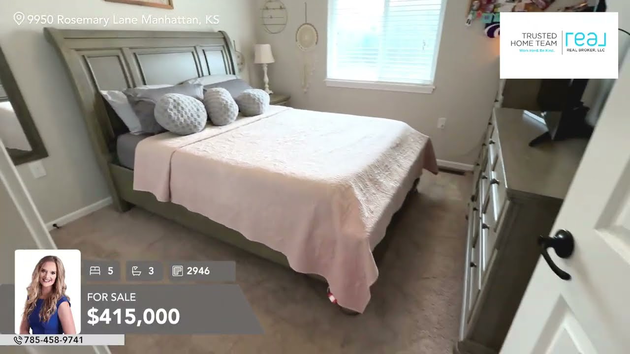 9950 Rosemary Lane, Manhattan, KS For Sale 5/3/3 Fort Riley family, kids in Wamego! 