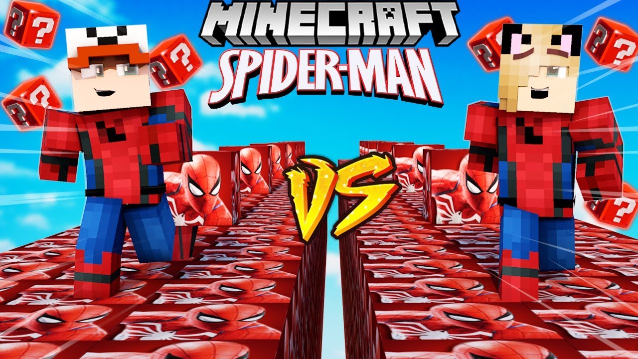 SZALONY WYŚCIG! - SPIDERMAN LUCKY BLOCKI MINECRAFT! (Lucky Block Race) | Vito vs Bella