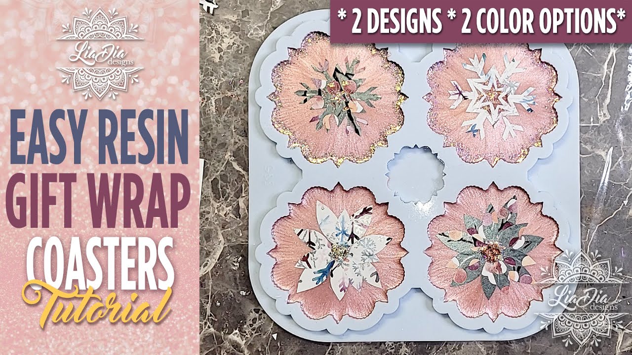 Using Gift Wrapping Paper to Create BEAUTIFUL Resin Coasters. EASY Christmas DIY Tutorial -2 Designs