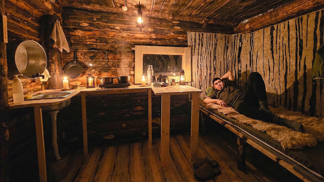 Off-grid cabin: building a kitchen sink & washbasin in the forest.