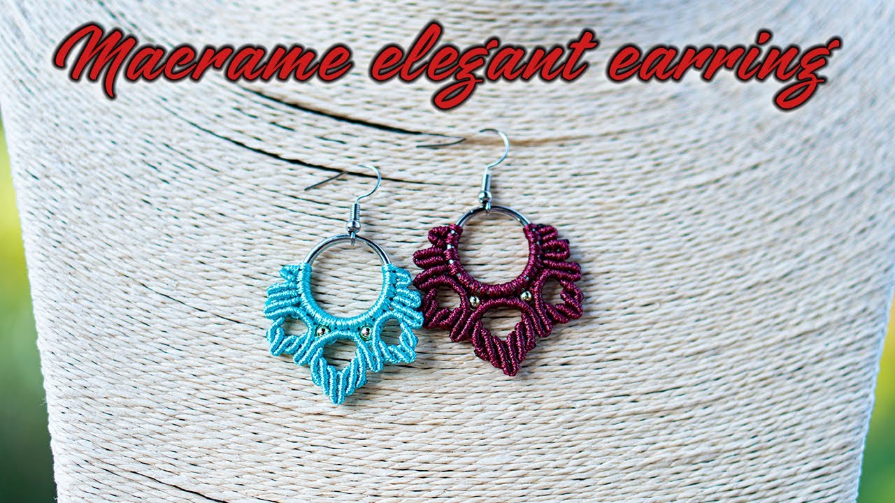 Macrame elegant earring tutorial -  Making 3 fires around 1 single ring