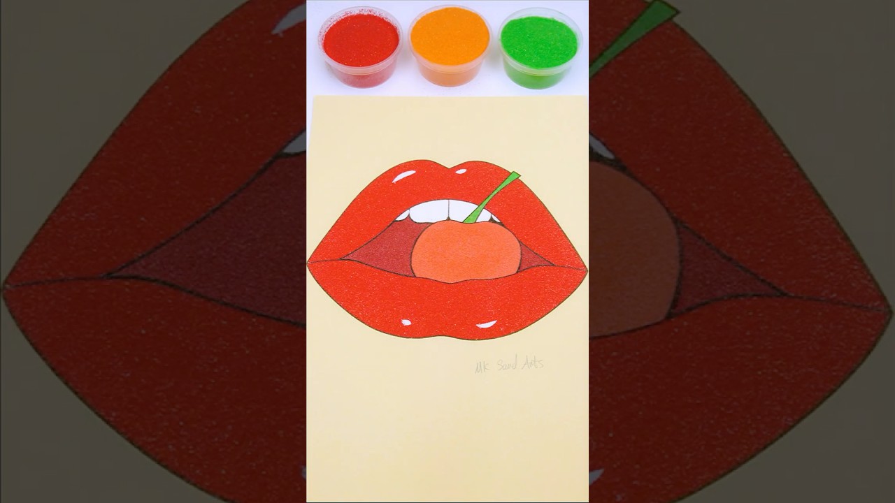 👄Cherry Lips 🍒Sand ASMR  #asmr #sandasmr #sandpainting #satisfying #relaxing #coloring #lips