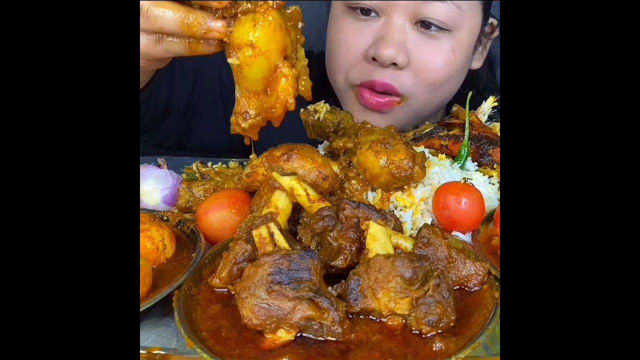 ASMR: EATING SPICY MUTTON FAT CURRY🔥 BASMATI RICE || #shorts #mukbangn#asmreating #mukbangasmr #asmr