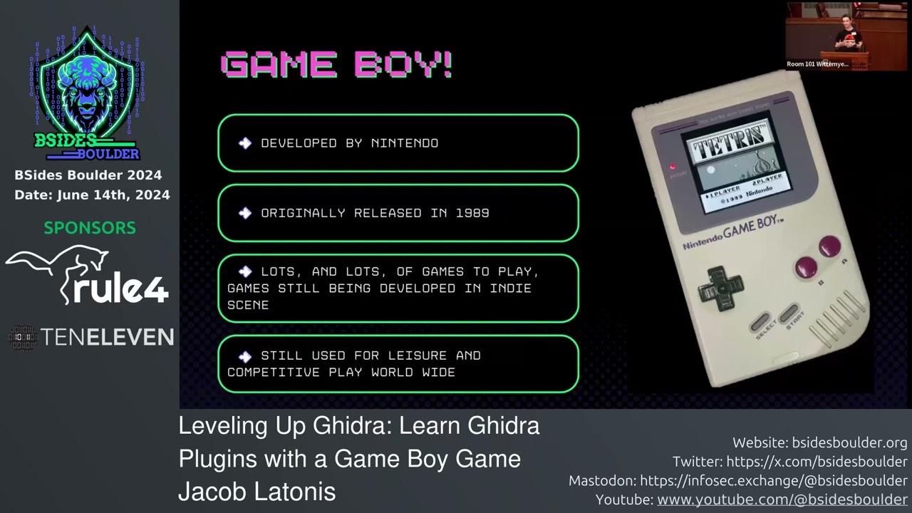 BSidesBoulder 2024  - Leveling Up Ghidra: Learn Ghidra Plugins with a Game Boy Game