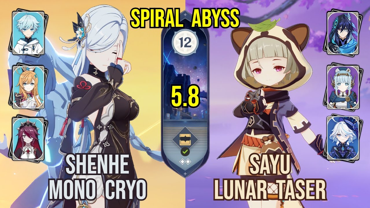 C0 Shenhe Mono Cryo + C6 Sayu Lunar Taser | Spiral Abyss 5.7 - 5.8 | Genshin Impact