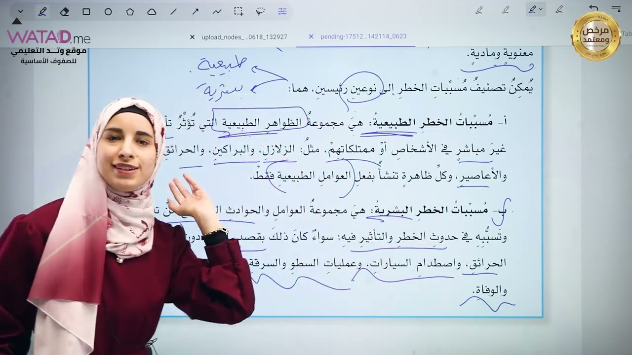 شرح الدرس الأول الخطر / مادة الثقافة المالية / الصف العاشر/المعلمة نداء حجاوي