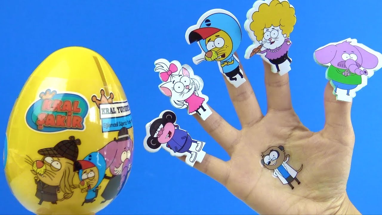 Kral Şakir sürpriz yumurta oyuncakları ile Finger Family Nursery Rhymes söylüyoruz