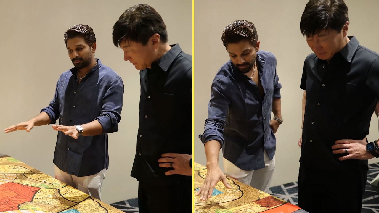 Icon Star Allu Arjun Presented Sita Rama Kalyanam Painting to Geek Pictures CEO Mr. Tomatsu Kosano