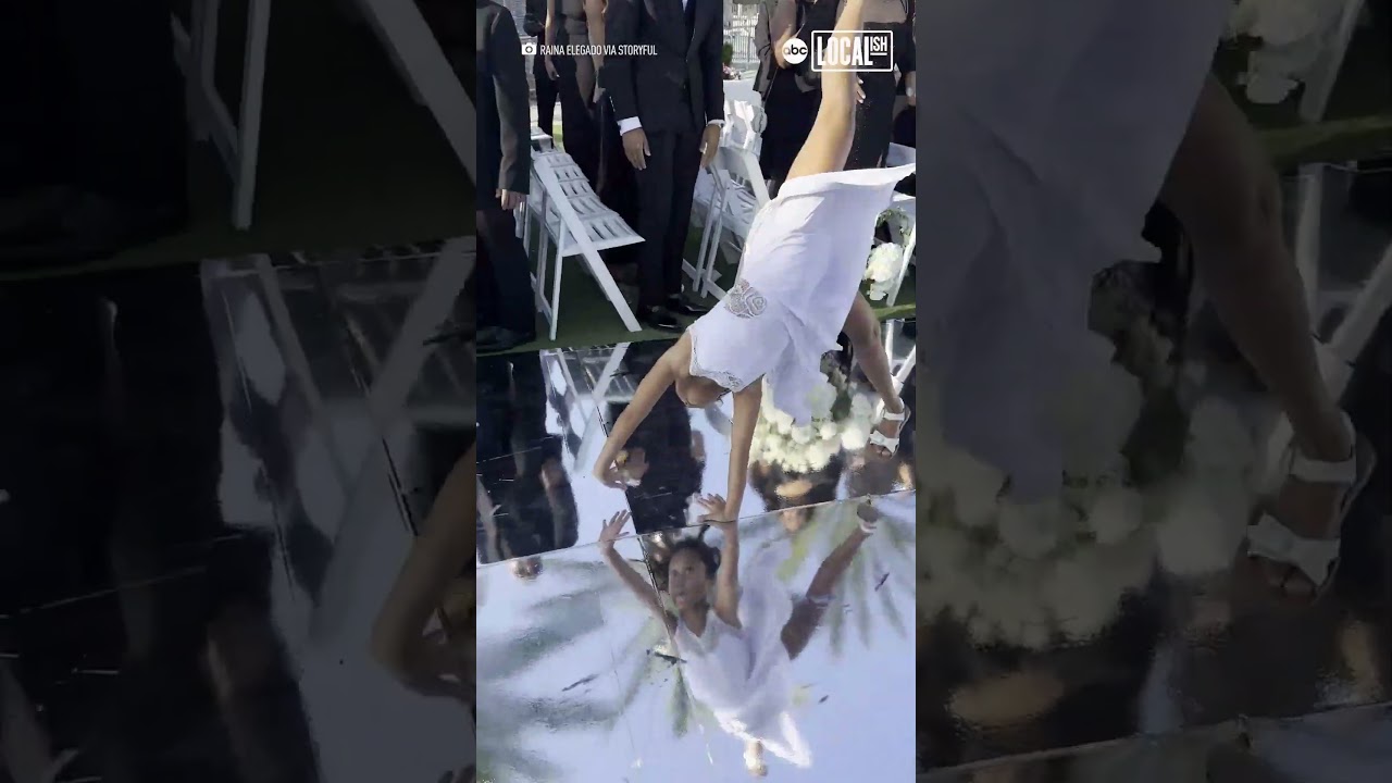 Flower girl does backflips down the aisle