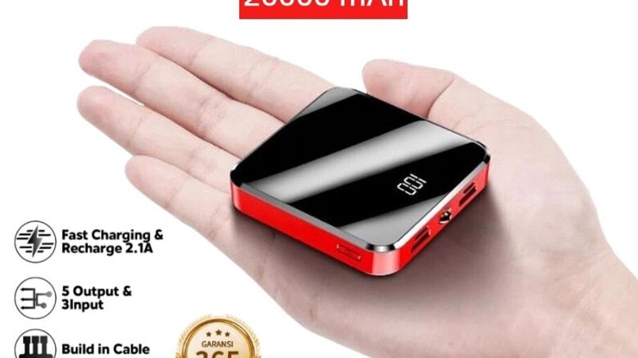 Lentiven Powerbank 20000mah Mini Digital Display Fast Charging