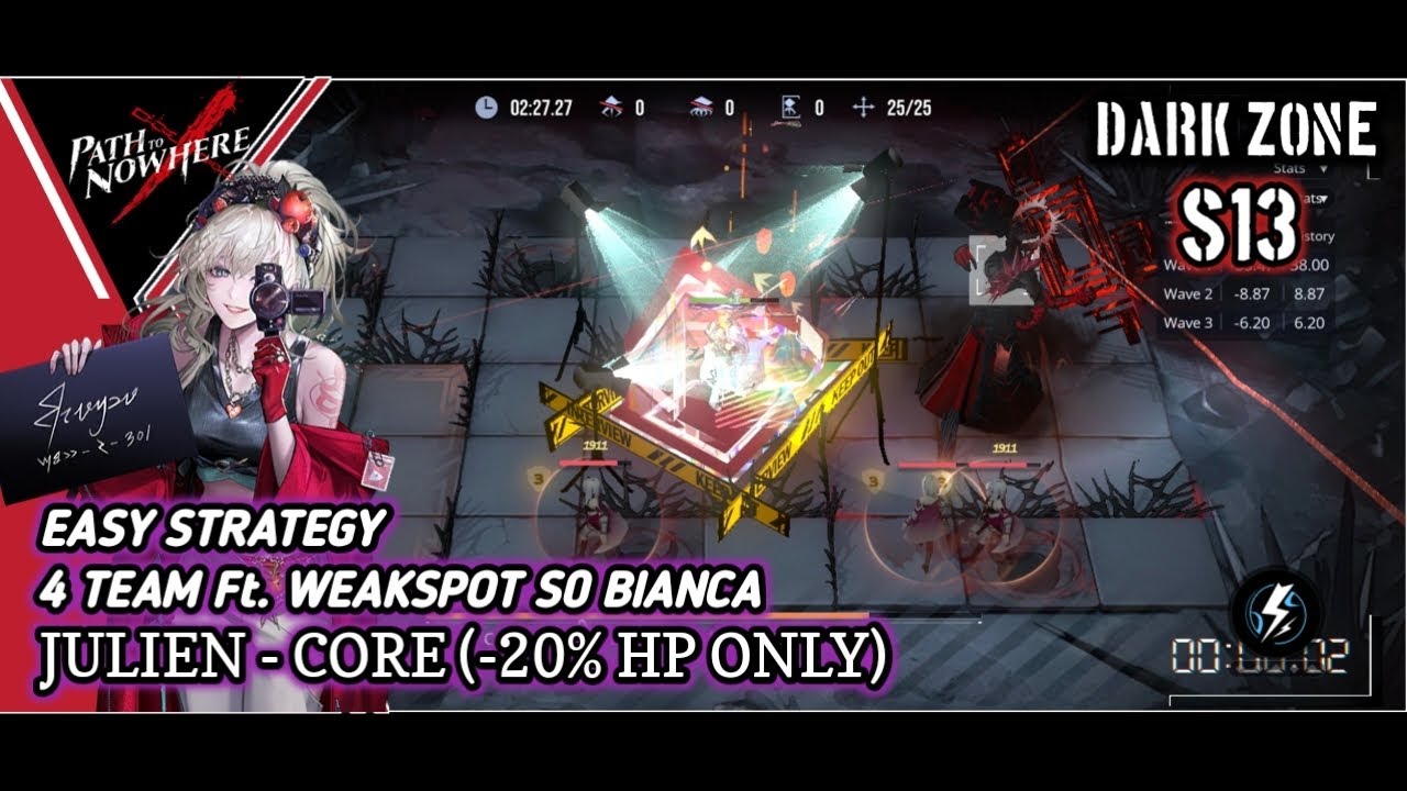 Path To Nowhere | Dark Zone S13 Julien Core Easy Strategy Ft.Weakspot S0 Bianca (-20% Hp Only)
